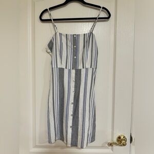 Forever 21 blue, grey and white striped button down dress​​​​​​​​